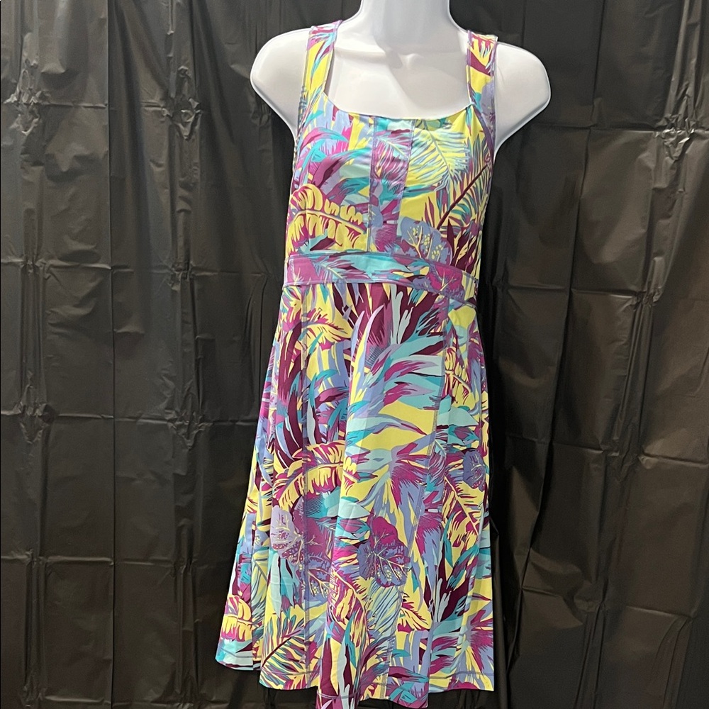 Tropical Print Sleeveless Dress
